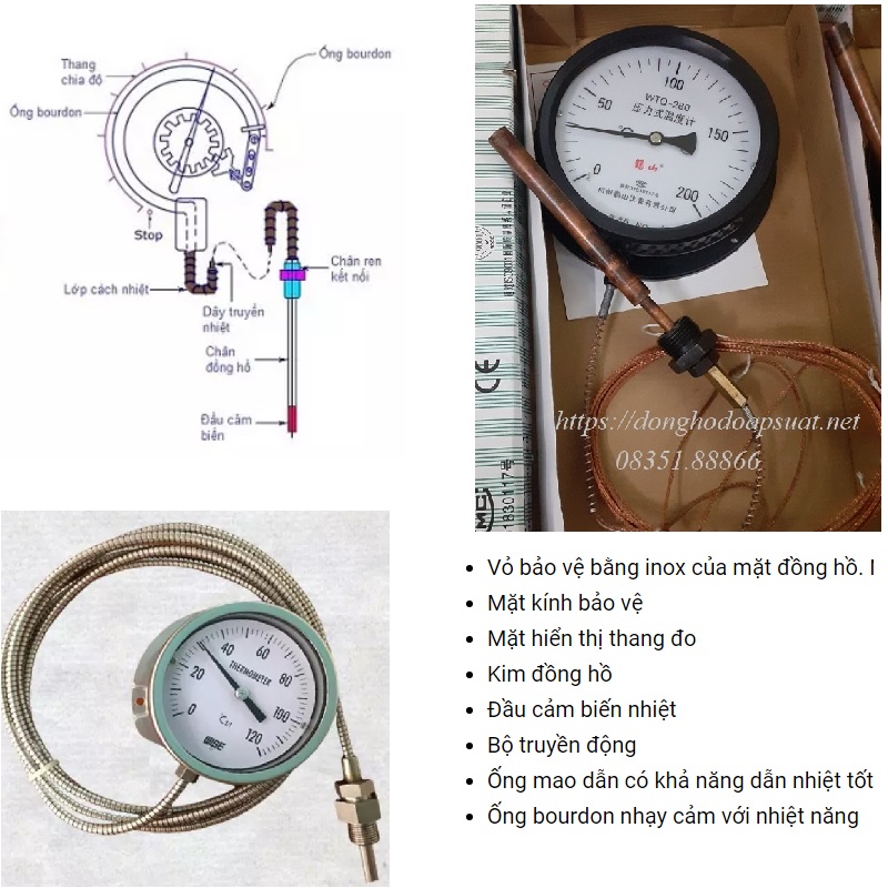 cấu tạo đồng hồ đo nhiệt độ dạng dây