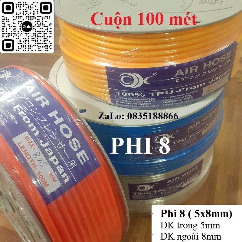 Dây hơi khi nén Phi 8 Ok Japan